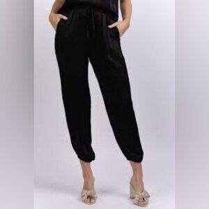 NATION LTD Black Satin Del Rey Jogger Pants Women’s Medium